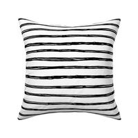 Black Striped Doodles - Hand Drawn Stripes Geometric Inky Monochrome Black and White Baby Nursery Kids Children