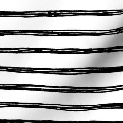 Black Striped Doodles - Hand Drawn Stripes Geometric Inky Monochrome Black and White Baby Nursery Kids Children