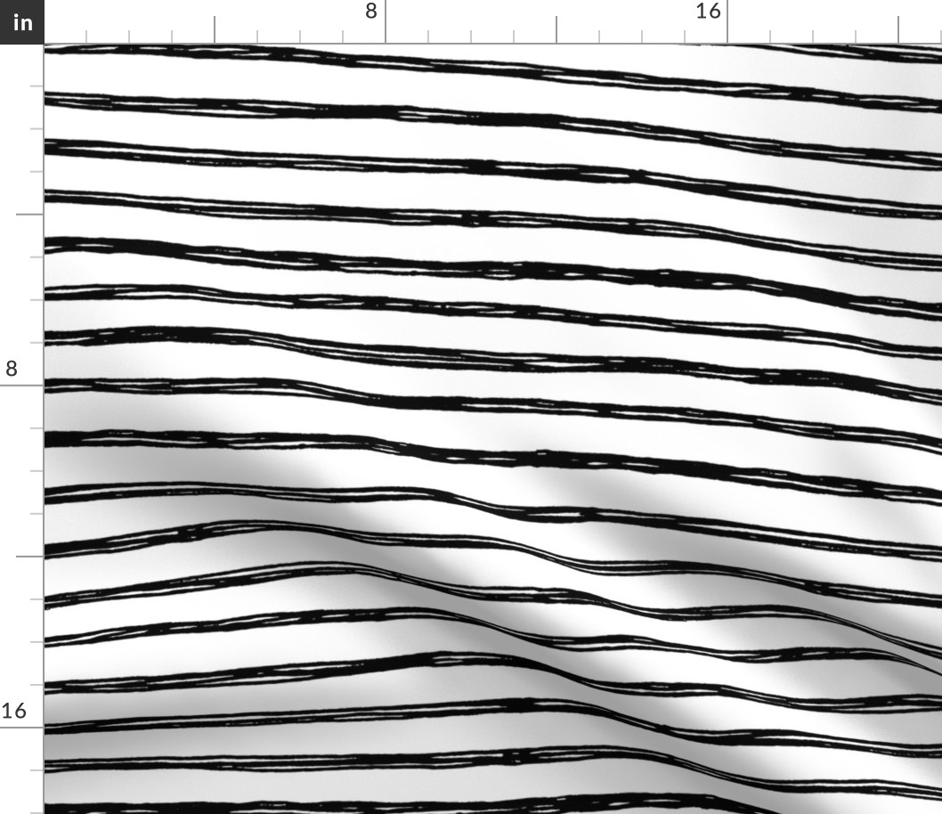 Black Striped Doodles - Hand Drawn Stripes Geometric Inky Monochrome Black and White Baby Nursery Kids Children