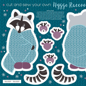 Cut and sew your own hygge raccoon // blue