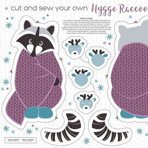 Cut and sew your own hygge raccoon // purple