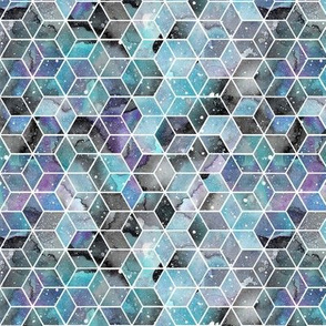  Blue Watercolour Space Hexagons - medium scale