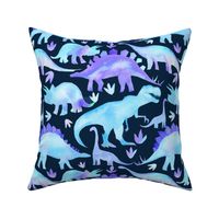 Blue Dinosaurs Dark Blue background