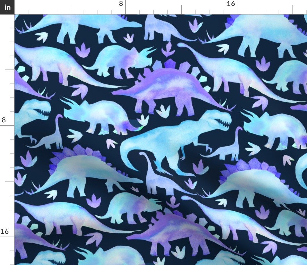 Blue Dinosaurs Dark Blue background