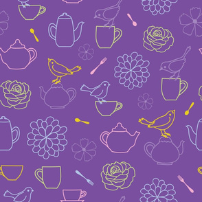 Purple Garden Tea Party Pattern