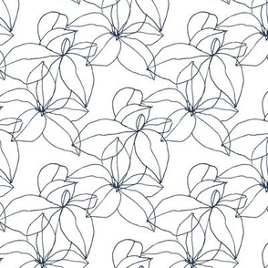 Floral Line Drawing in Navy and White