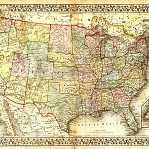 1867 USA Map (54"W)