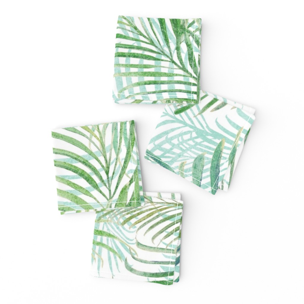 Breezy Palms Soft Green on White 150L