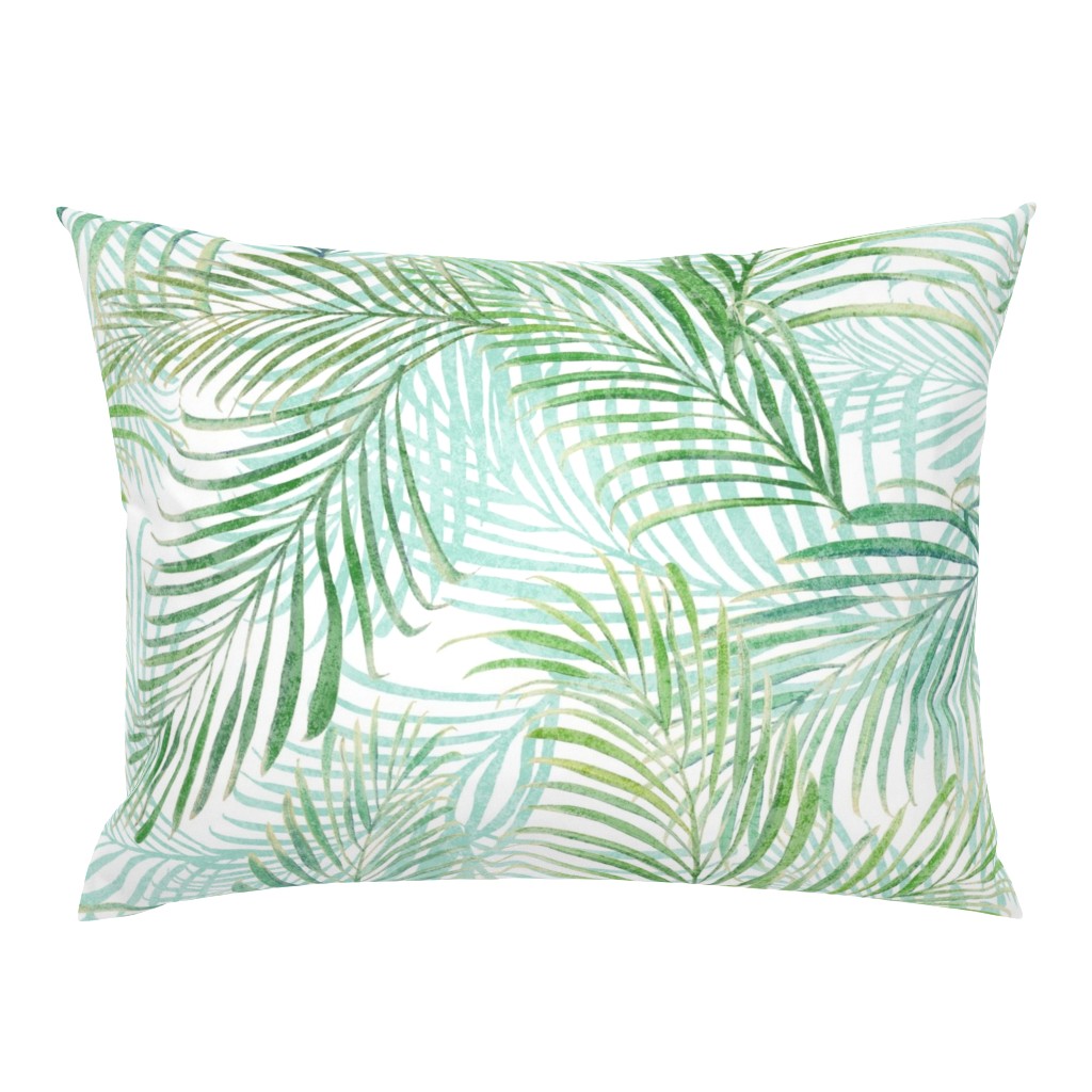 Breezy Palms Soft Green on White 150L