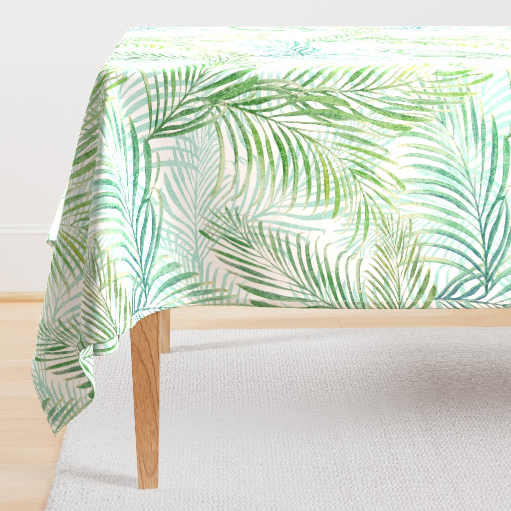 Breezy Palms Soft Green on White 150L