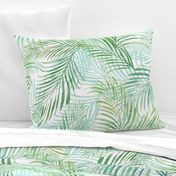 Breezy Palms Soft Green on White 150L