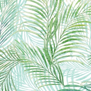 Breezy Palms Soft Green on White 150L