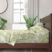 Batik Palms Light Olive on White 150L