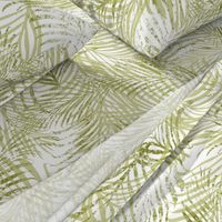 Batik Palms Light Olive on White 150L