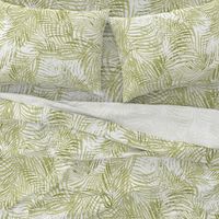 Batik Palms Light Olive on White 150L