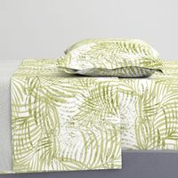 Batik Palms Light Olive on White 150L