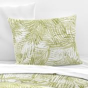 Batik Palms Light Olive on White 150L