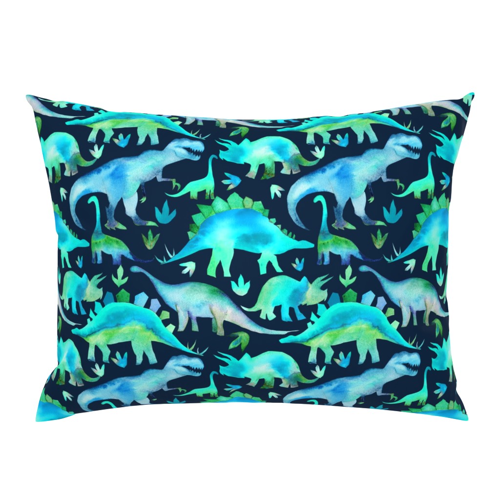 Blue and green dinosaurs - blue background