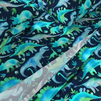 Blue and green dinosaurs - blue background