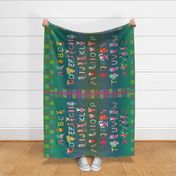 Yard Panel CUTE ANIMAL ABC ALPHABET BABY BLANKET GREEN