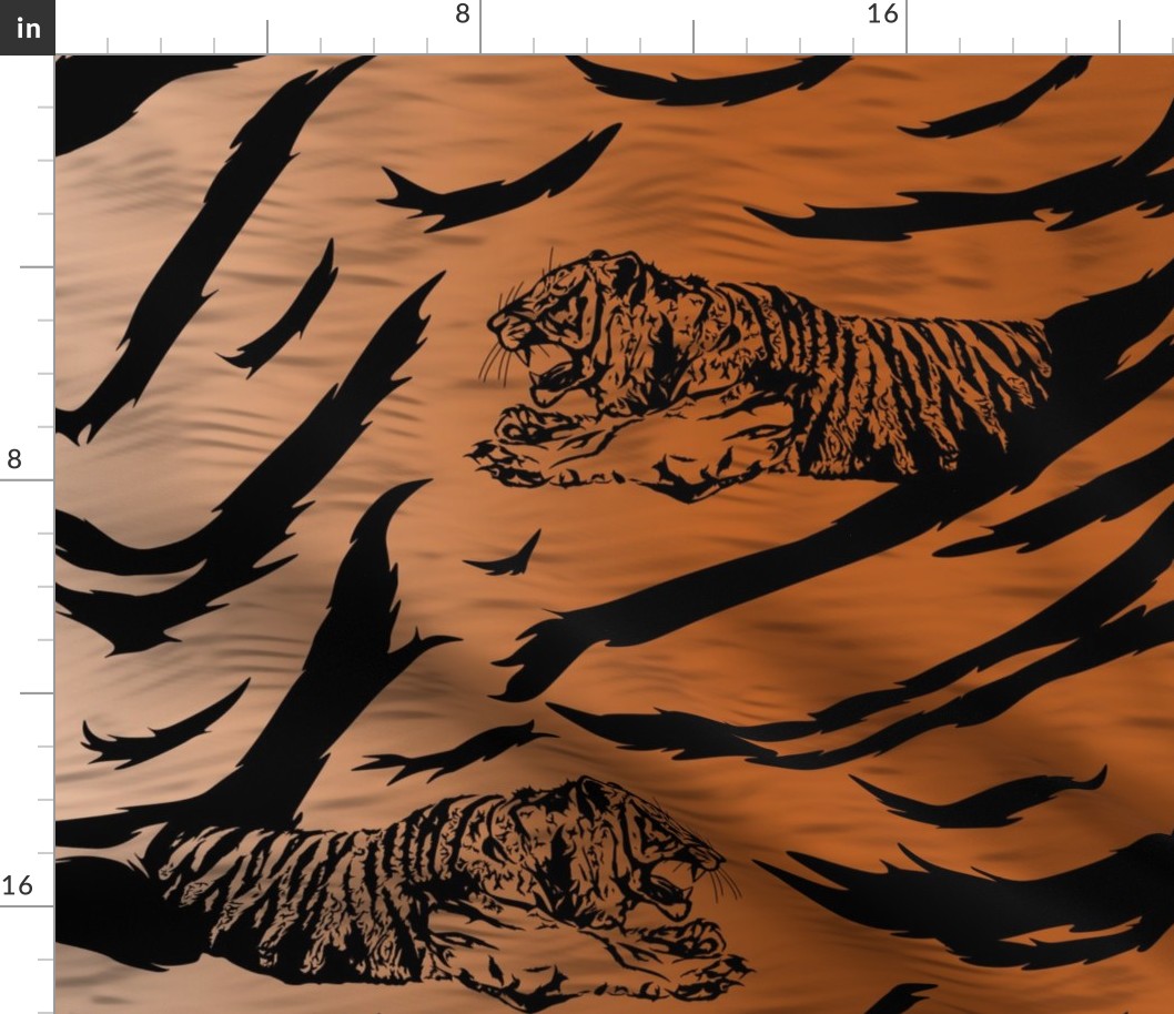 Tribal Tiger stripes print - faux fur orange large