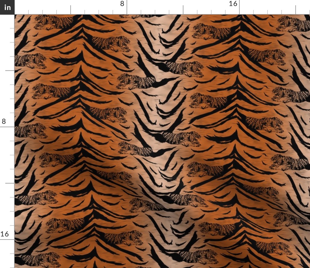 Tribal Tiger stripes print - faux fur orange small