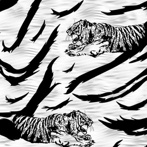 Tribal Tiger stripes print - faux fur white large