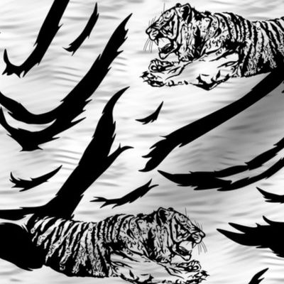 Tribal Tiger stripes print - faux fur white medium