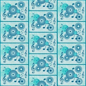 MDZ44 - Small -  Musical Daze Tiles in Cyan Blue and Aqua