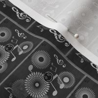 MDZ23 - Small -  Musical Daze Tiles in Charcoal and  Grey