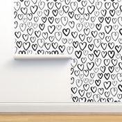 hearts (Small) // black and white hand-drawn gender neutral cool trendy scandinavian inspired black and white kids design