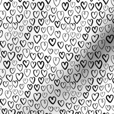 hearts (Small) // black and white hand-drawn gender neutral cool trendy scandinavian inspired black and white kids design