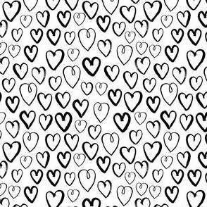 hearts (Small) // black and white hand-drawn gender neutral cool trendy scandinavian inspired black and white kids design