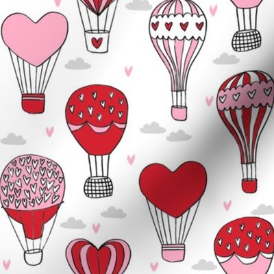 valentines hot air balloon // cute hearts balloons fabric nursery baby white red