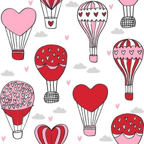 valentines hot air balloon // cute hearts balloons fabric nursery baby white red