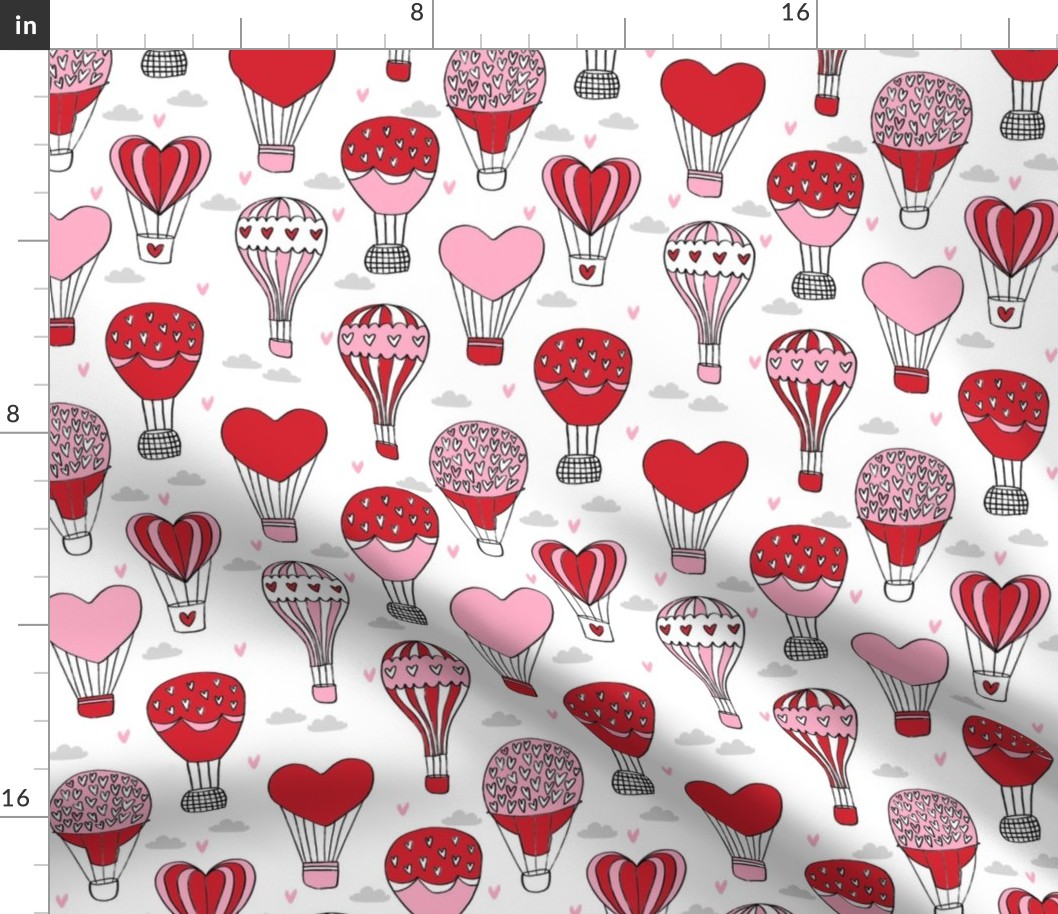 valentines hot air balloon // cute hearts balloons fabric nursery baby white red