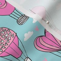 valentines hot air balloon // cute hearts balloons fabric nursery baby blue