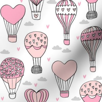 valentines hot air balloon // cute hearts balloons fabric nursery baby white pink