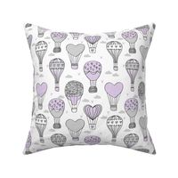 valentines hot air balloon // cute hearts balloons fabric nursery baby white lavender