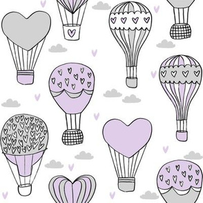 valentines hot air balloon // cute hearts balloons fabric nursery baby white lavender