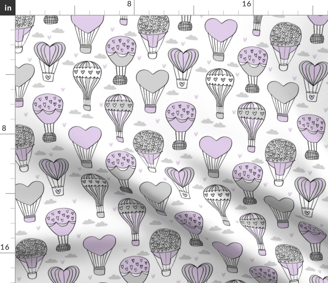 valentines hot air balloon // cute hearts balloons fabric nursery baby white lavender