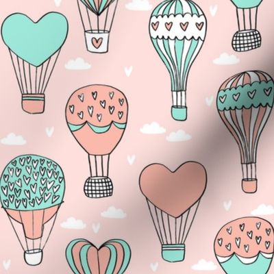 valentines hot air balloon // cute hearts balloons fabric nursery baby pink
