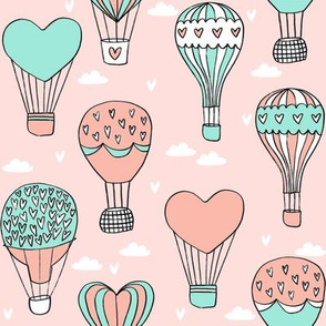 valentines hot air balloon // cute hearts balloons fabric nursery baby pink