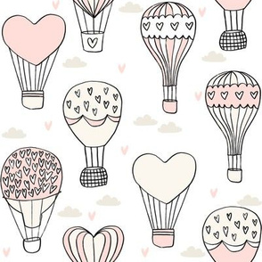 valentines hot air balloon // cute hearts balloons fabric nursery baby white pastel