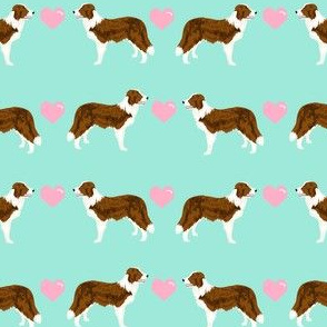 border collie love hearts dog breed fabric collies mint