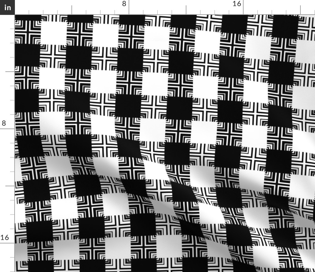 Black & White Square Ripple Plaid