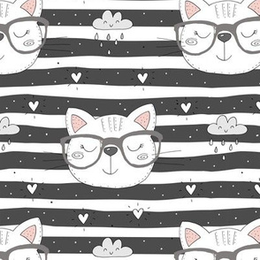 Geeky Cat on Stripes