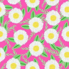daisies daisy cute flowers florals vintage painted watercolors flowers  bright pink