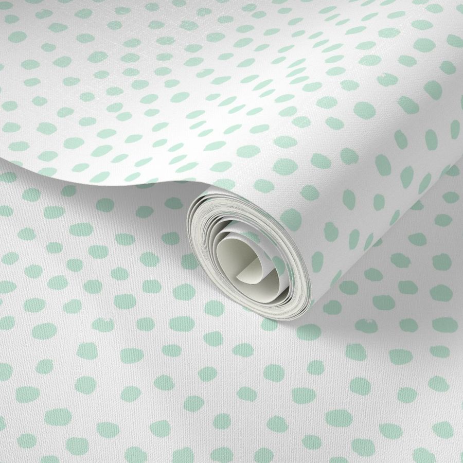 dots polka dot fabric mint and white nursery girls decor 