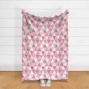triangle cheater quilt coordinate for girls room nursery buffalo plaid pink dots